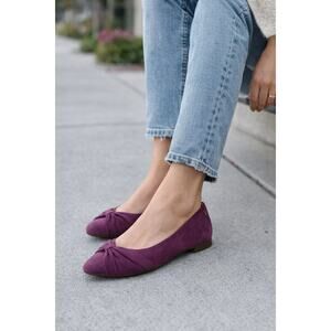 Vionic Gem Gramercy Women’s Ballet Bow Flat Comfort Career Preppy Plum sz 8